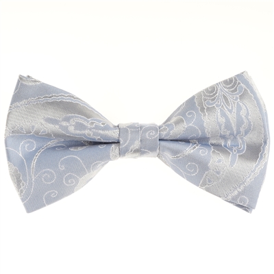 Baby Blue and Grey Designed Pre - Tied Bow Tie with Matching Pocket Square  BWTH-936