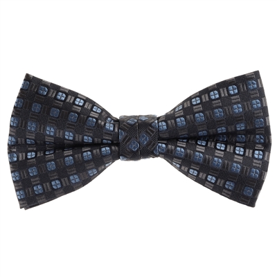 Navy, Blue and Blue Grey Designed Pre - Tied Bow Tie with Matching Pocket Square  BWTH-939