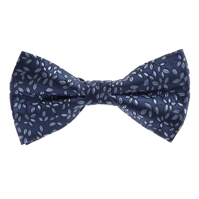 Navy with Blue Petals Designed Pre-Tied Bow Tie with Matching Pocket Square BWTH-945