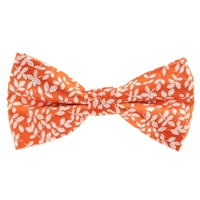 Orange with Silver Petals  Designed Pre - Tied Bow Tie with Matching Pocket Square BWTH-947