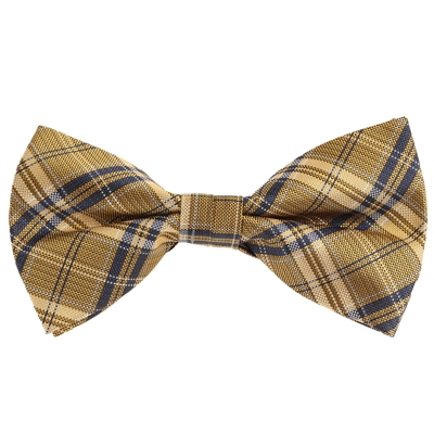 Camo Gold with Navy and Mini Silver Striped  Designed Pre - Tied Bow  with Matching Pocket Square BWTH-948