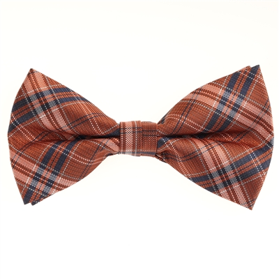 Bronze with Navy and Mini Silver Striped  Designed Pre - Tied Bow  with Matching Pocket Square BWTH-949