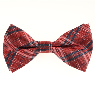 Red with Navy and Mini Silver Striped Designed Pre Tied with matching Pocket Square BWTH-950
