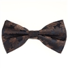 Navy, Champane Toast & Tan Leaf Designed Necktie Tie with Matching Pocket Square BWTH-952