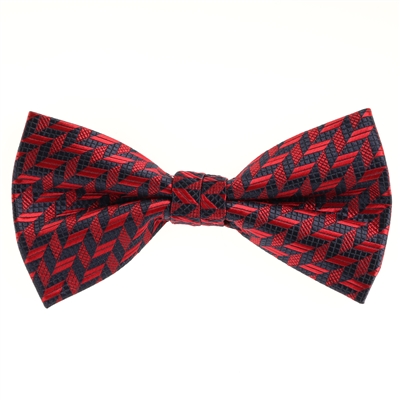 Navy & Red Designed Pre Tied with  Matching Pocket Square BWTH-962