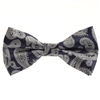 Navy and Grey Paisley Designed Pre Tied with  Matching Pocket Square BWTH-963