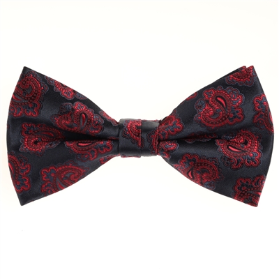 Navy with Red & Blue Paisley Designed Pre Tied with  Matching Pocket Square BWTH-967