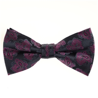 Navy with Purple Paisley Designed Pre Tied with  Matching Pocket Square BWTH-968