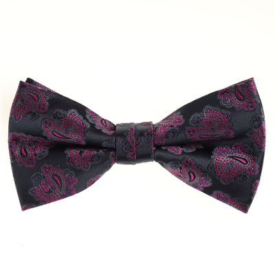 Navy with Purple Paisley Designed Pre Tied with  Matching Pocket Square BWTH-968