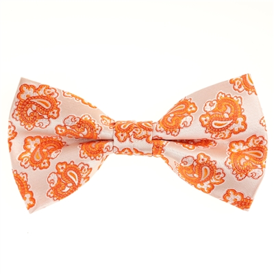 Tan & Orange Paisley Designed Pre Tied with  Matching Pocket Square BWTH-969