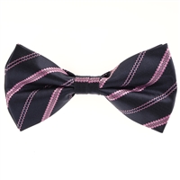 Navy with Pink Striped Designed Pre Tied with  Matching Pocket Square BWTH-972