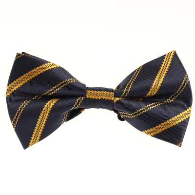 Navy with Gold  Striped Designed Pre Tied with  Matching Pocket Square BWTH-973