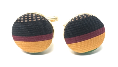 GOLD, BURGUNDY, BLACK AND BROWN HANDMADE CUFFLINKS CL-127