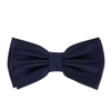 Navy Corded Weave Silk Pre-Tied Bow Tie With A white Pocket Square With Navy Colored Trim CWPTBT-136