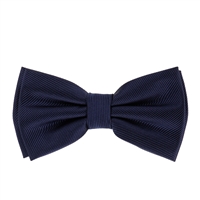 Navy Corded Weave Silk Pre-Tied Bow Tie With A white Pocket Square With Navy Colored Trim CWPTBT-136