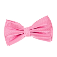 Hot Pink Corded Weave Silk Pre-Tied Bow Tie with A White Pocket Square With Hot Pink Colored Trim CWPTBT-141