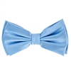 Baby Blue Corded Weave Silk Pre-Tied Bow Tie with A White Pocket Square With Baby Blue Colored Trim CWPTBT-143