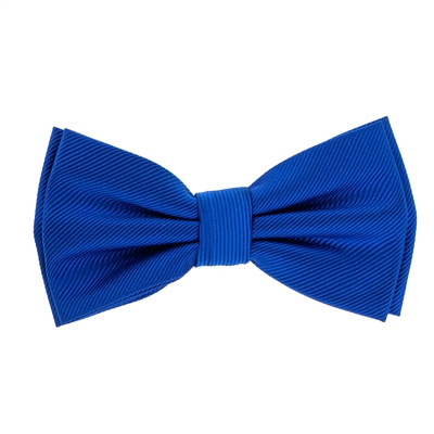 Blue Corded Weave Silk Pre-Tied Bow Tie With A white Pocket Square With Blue Colored Trim  CWPTBT-144