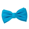 Aqua Blue Corded Weave Pre-Tied Bow Tie Set with A White Pocket Square With Aqua Blue Colored Trim CWPTBT-145
