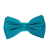 Cyan Blue Corded Weave Silk Pre-Tied Bow Tie with A White Pocket Square With Cyan Blue Colored Trim CWPTBT-146