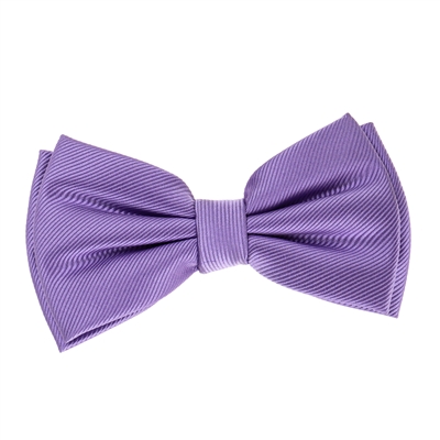 Light Purple Corded Weave Silk Pre-Tied Bow Tie with A White Pocket Square With Light Purple Colored Trim CWPTBT-149