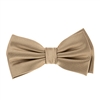 Solid Champagne Toast Corded Weave Silk Pre-Tied Bow Tie With A White Pocket Square With Champagne Toast Colored Trim CWPTBT-150