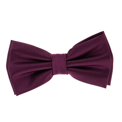 Sangria Corded Weave Silk Pre-Tied Bow Tie with A White Pocket Square With Sangria Colored Trim CWPTBT-152