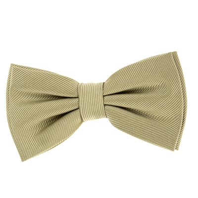 Olive Green Corded Weave Silk Pre-Tied Bow Tie with A White Pocket Square With Olive Green Colored Trim CWPTBT-155