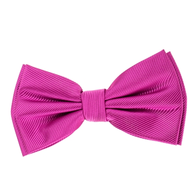 Corded Weave Solid Red Violet Pre-Tied Bow Tie Set With A White Pocket Square With Red Violet Colored Trim CWPTBT-157