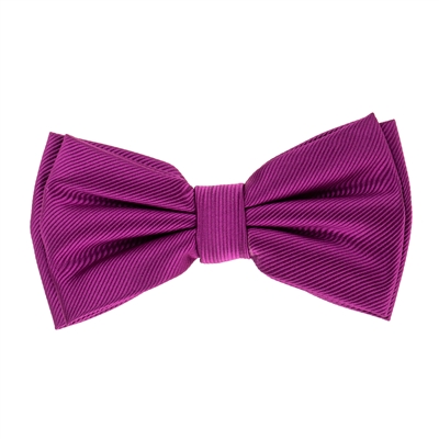 Dark Magenta Corded Weave Silk Pre-Tied Bow Tie with A White Pocket Square With Dark Magenta Colored Trim CWPTBT-158