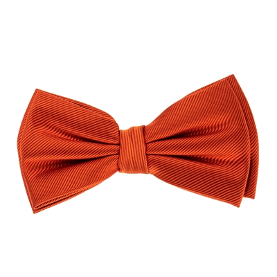 Rust Corded Weave Silk Pre-Tied Bow Tie With A white Pocket Square With Rust Colored Trim CWPTBT-159