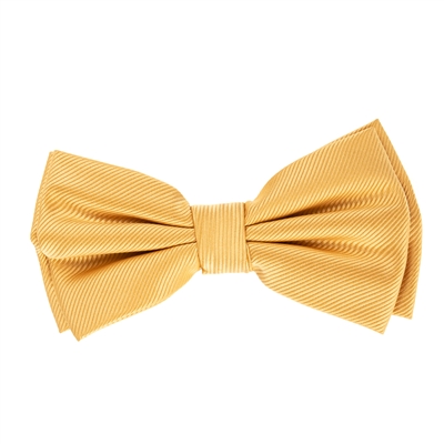 Gold Silk Corded Weave Pre-Tied Bow Tie with A White Pocket Square With French Gold Colored Trim CWPTBT-161
