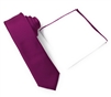 Corded Weave Solid Dark Magenta Color Skinny Tie With A White Pocket Square With Dark Magenta Colored Trim CWSKT-158A