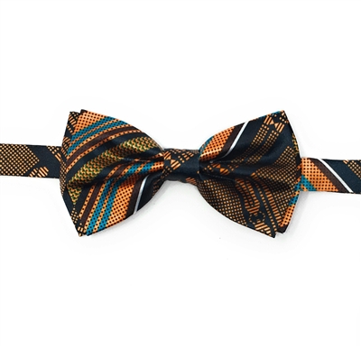 Kente Blue - Pre-Tied 100% Silk Bow Tie Set With Hanky DC246ATBT