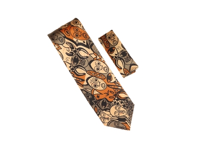 Faces Tie Set With Hanky DD103
