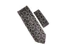 Gray, Silver and Black Designed Necktie Set DD207B