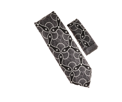 Gray, Silver and Black Designed Necktie Set DD207B
