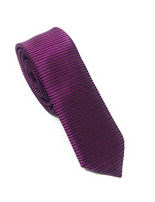 Soft Purple Horizontal Striped Skinny Silk Tie (Tie Only) DSKT077