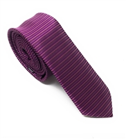 Plum & Plum Passion Horizontal Striped Skinny Silk Tie (Tie Only) DSKT078