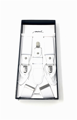 Solid White Suspenders DSUP06