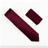 Burgundy Satin Finish Silk Necktie with Matching Pocket Square SWTH-204