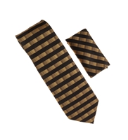 Black & Gold (Wide) Silk Necktie with Matching Pocket Square LTDW-00W