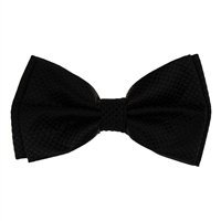 Black Micro-Grid Pre-Tied Bow tie with Matching Pocket Square MGPTBT-01