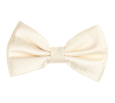 Ivory Micro-Grid Pre-Tied Bow tie with Matching Pocket Square MGPTBT-04