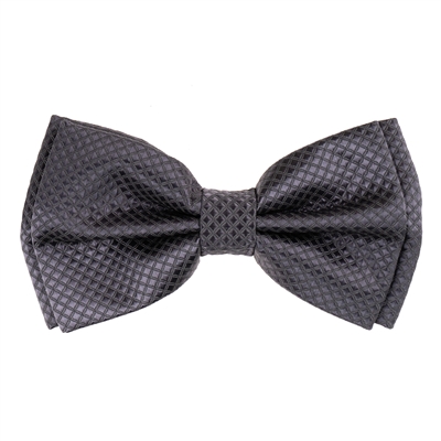Charcoal Grey Micro-Grid Pre-Tied Bow Tie with Matching Pocket Square MGPTBT-06