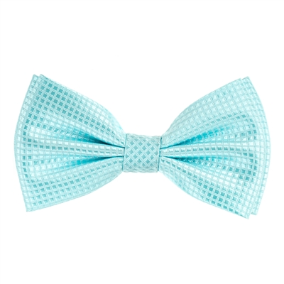 Columbia Blue Micro-Grid Pre-Tied Bow tie with Matching Pocket Square MGPTBT-10