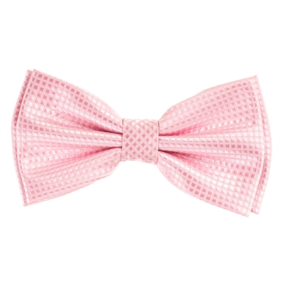 Pink Micro-Grid Pre-Tied Bow tie with Matching Pocket Square MGPTBT-16