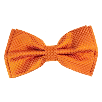 Orange Micro-Grid Pre-Tied Bow tie with Matching Pocket Square MGPTBT-21