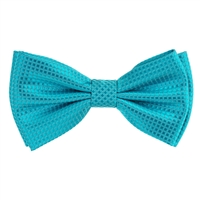 Turquoise Micro-Grid Pre-Tied Bow tie with Matching Pocket Square  MGPTBT-22