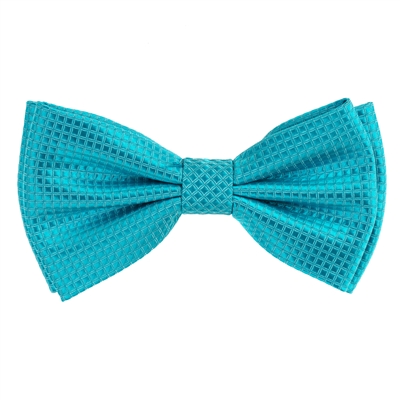 Turquoise Micro-Grid Pre-Tied Bow tie with Matching Pocket Square  MGPTBT-22